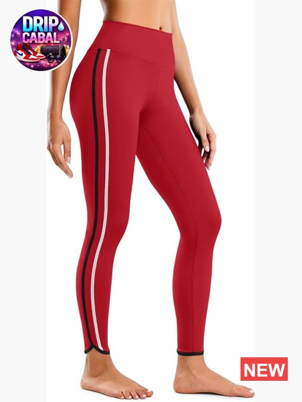 Buttery Soft High Waisted Workout Leggings with Side Stripes 25" Full Length